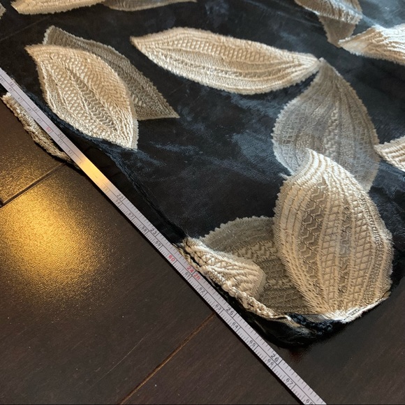 New Scarf with Beige Embroidered Leaves - Picture 2 of 3